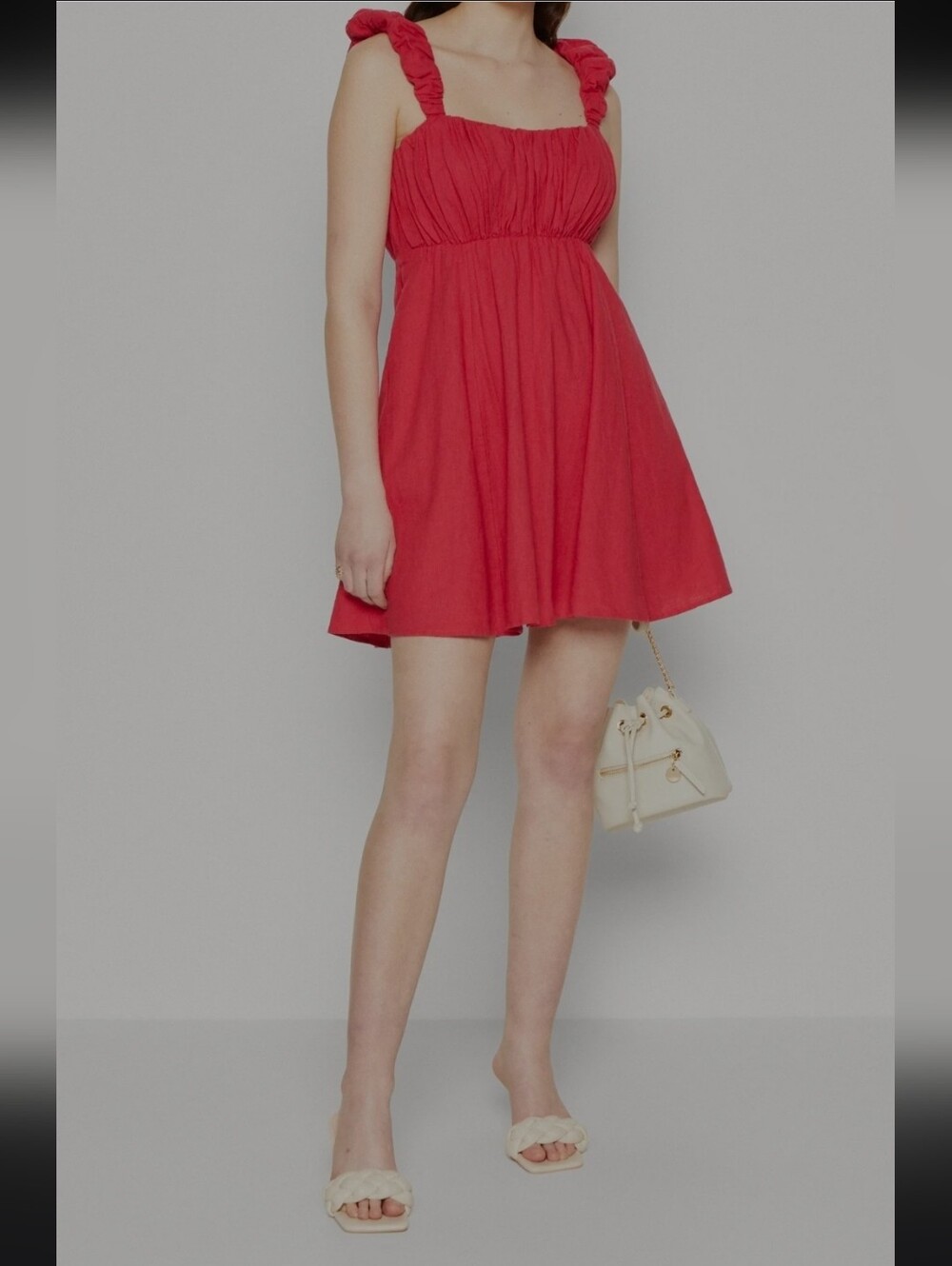 New Abercrombie & Fitch Babydoll Dress,Linen Blend,M Tall